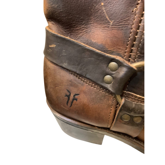 Frye Harness Brown Leather Belted Boots Women’s Size 10M Engineer Campus - Picture 7 of 15